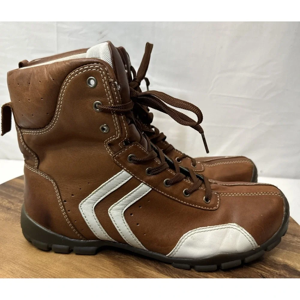 GBX Leather Ankle Boot Men's 10 M Dress Shoes‎ Brown Casual Lace Up 146914-9